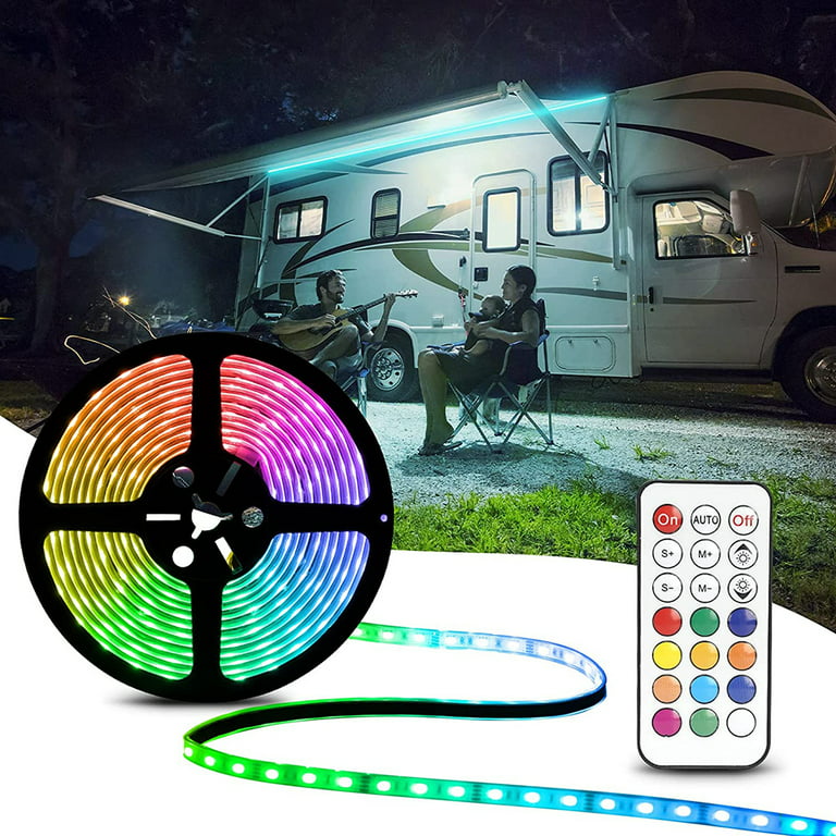 RV Awning Lights, 12V 16.4Ft RV Led Light Strip, Camper Awning Lights with Rgb Mode Waterproof Ip68, RV Led Lights Exterior for Party RV Travel Trailers Canopy. - Walmart.com