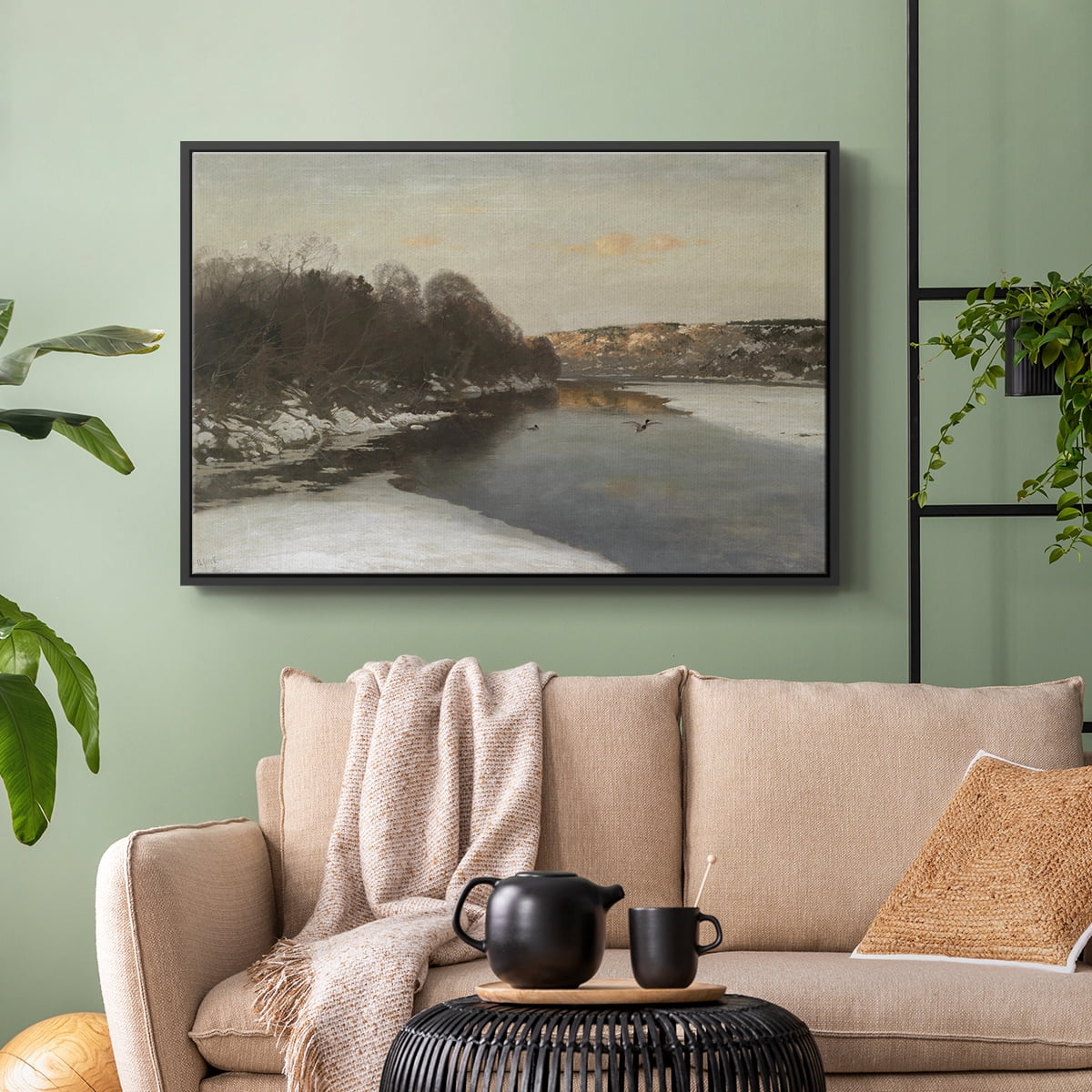 Vintage Landscape-CCLXXXIII By Wexford Home Framed in Black Wood Gallery Wrapped Canvas 25 in. x 37 in.