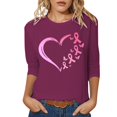 thumbnail image 1 of T-shirt Graphique de Sensibilisation au Cancer pour Femmes, Col Rond, Manches Trois Quarts, Décontracté, Confortable, Tenue Quotidienne, Haut de Festivals, 1 of 4