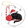 thumbnail image 2 of Christmas Ceramic Ornament Xmas Animal Cats Wearing Red Santa Hat Christmas Ornament Keepsake Winter Christmas Bell Black Cat Xmas Tree Decorations Flat Circle Ceramic Ornament, 2 of 8