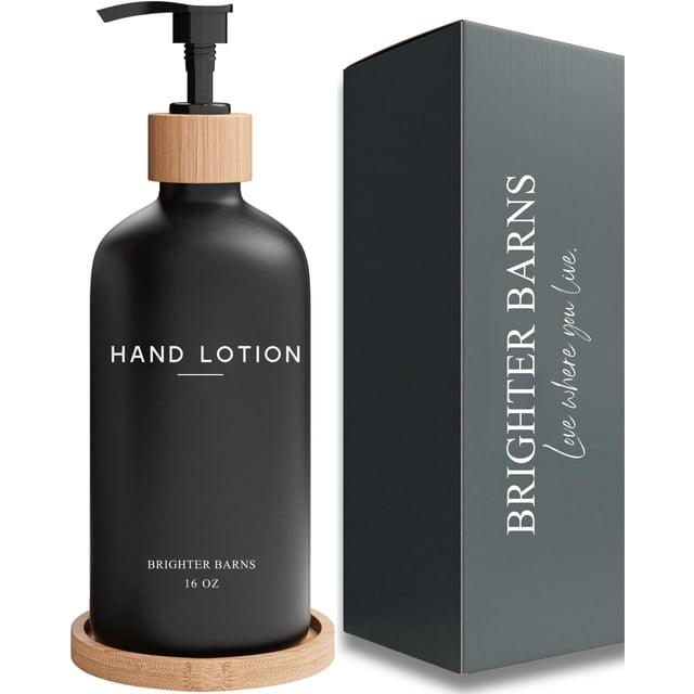 Dispensador de loción Brighter Barns, vidrio negro con bomba, 500 ml