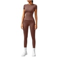 thumbnail image 5 of Aofany Workout Sets for Women 2 Piece Tracksuit Set Athletic Yoga Outfits Stretchy Yoga Workout Set Comfortable Gym Leggings And Short Sleeve Top Set, 5 of 6