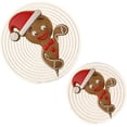 thumbnail image 7 of SKYSONIC 2 pcs Cheerful Gingerbread Man Christmas Pot Holders Trivets, Heat Resistant Trivets,Red Santa Hat Cotton Thread Weave Mats for Hot Pads Pans Pot Bowl Teapot, 7 of 7
