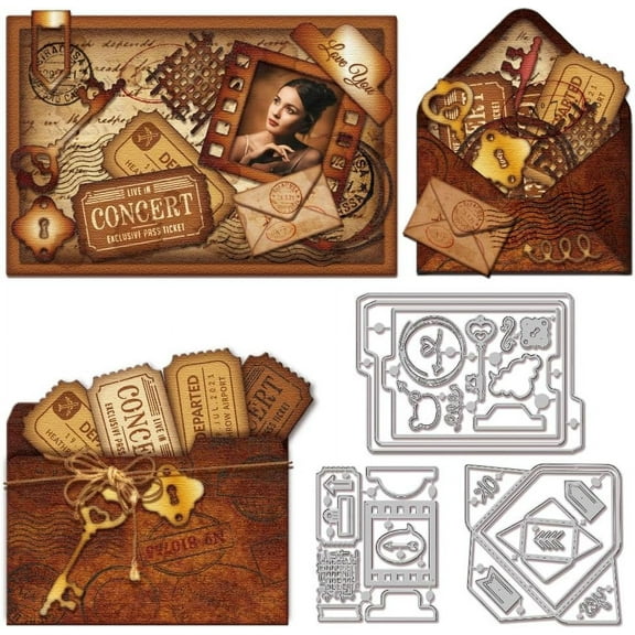 1Set Art Journals Cut Dies Metal Folders Envelopes Cut Dies Cutting Dies for Cards Making DIY Scrapbooking Decor Embossing Holiday Decoration