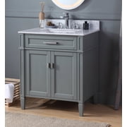 Tennant Brand 30 Modern Gray Bathroom Vanity with White Quartz Top