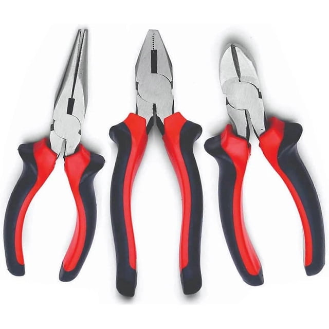 Pliers Set 3 Pcs Side Cutter Sets Long Nose Pliers Wire Cutters Grips Tools 15cm