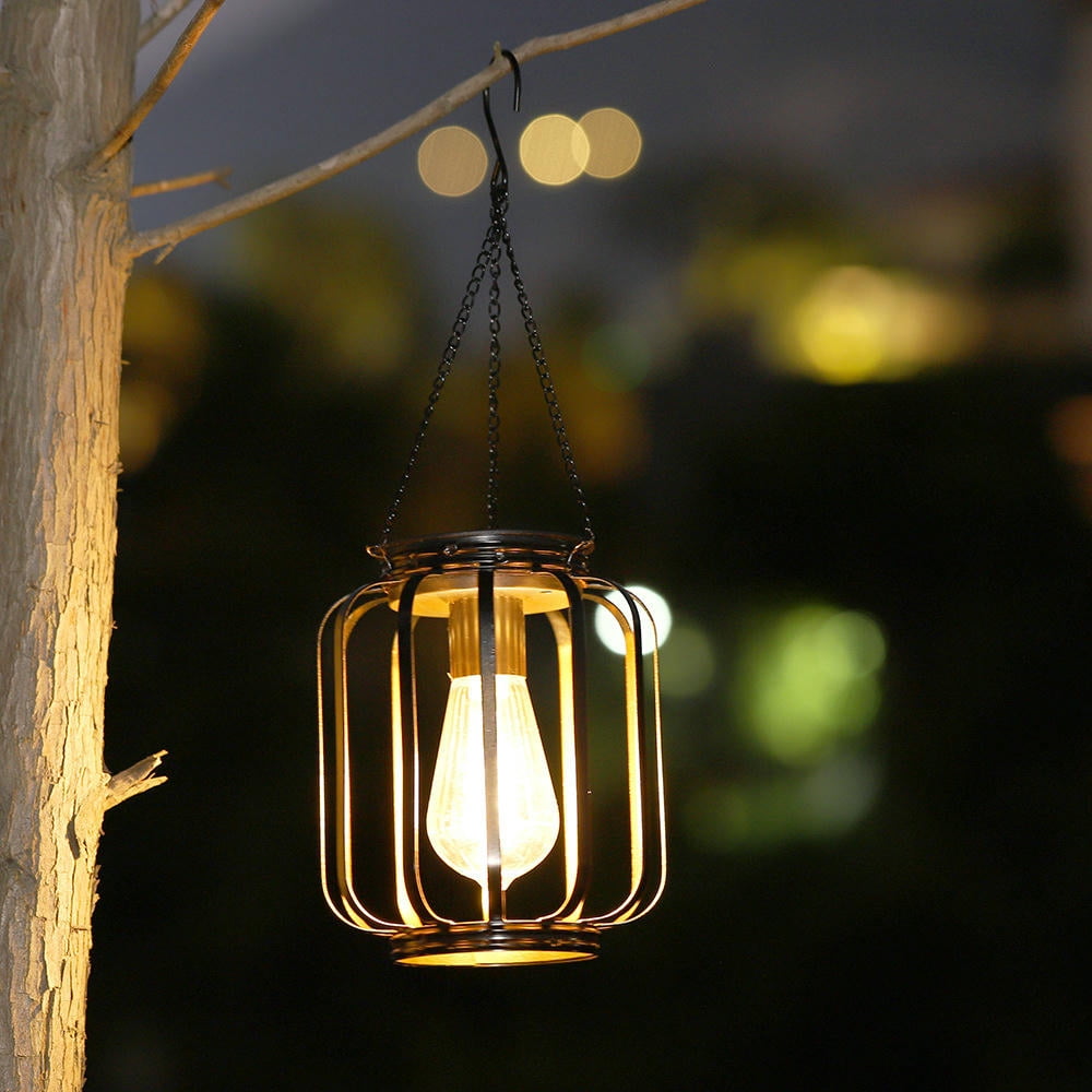 CHENJIANDONG Solar Iron Flat Iron Chandelier Lantern Light Retro Mesh Chandelier Outdoor Garden Courtyard Light