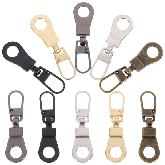 FONDOTIN 10Pcs Zipper Pulls Replacements Metal Light Gold Durable for Luggage Clothing Backpacks Back to School