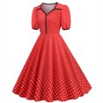 thumbnail image 5 of IROINNID Sales Wedding Guest Dresses for Women Evening Night Formal Fall Dress Summer V-neck Printing Three-Layer Pleated Elegant A-Line Dress,Red, 5 of 5