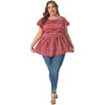 thumbnail image 3 of DARING DIVA Women's Plus Top Boho Floral Round Neck Ruffle Sleeve Blouses 2X Burgundy, 3 of 6