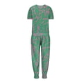 thumbnail image 4 of Atogsazn 2 Piece Lounge Sets Women Summer Outfits Casual Round Neck Pattern Solid Short Sleeve Blouse +Loose Jogger Pants Sets Green M on Clearance, 4 of 6