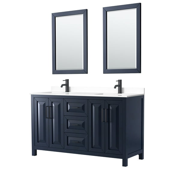 Wyndham Collection Wcv252560d-Vca-M24 Daria 60" Free Standing Double Basin Vanity Set -