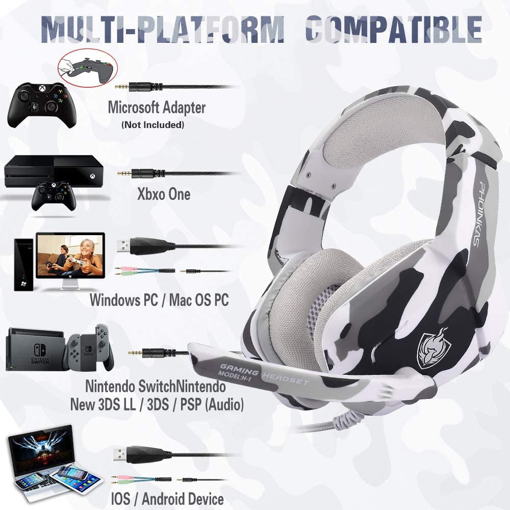 Wired Gaming Headset, PHOINIKAS H1 Stereo Gaming Over Ear Headset for PS4,  Xbox One, PC, Mac, Headphone with Mic, LED | Walmart Canada