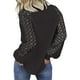 thumbnail image 1 of Sonducket Blusa de manga larga de encaje para mujer Camiseta de color sólido con cuello de encaje Prendas para la parte del cuerpo Negro M, 1 of 6