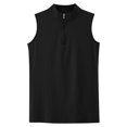 thumbnail image 5 of Camiseta sin mangas con cuello alto para mujer - Ropa informal de verano en color liso - Tejido mercerizado, detalle de cremallera, estilo versátil, 5 of 5
