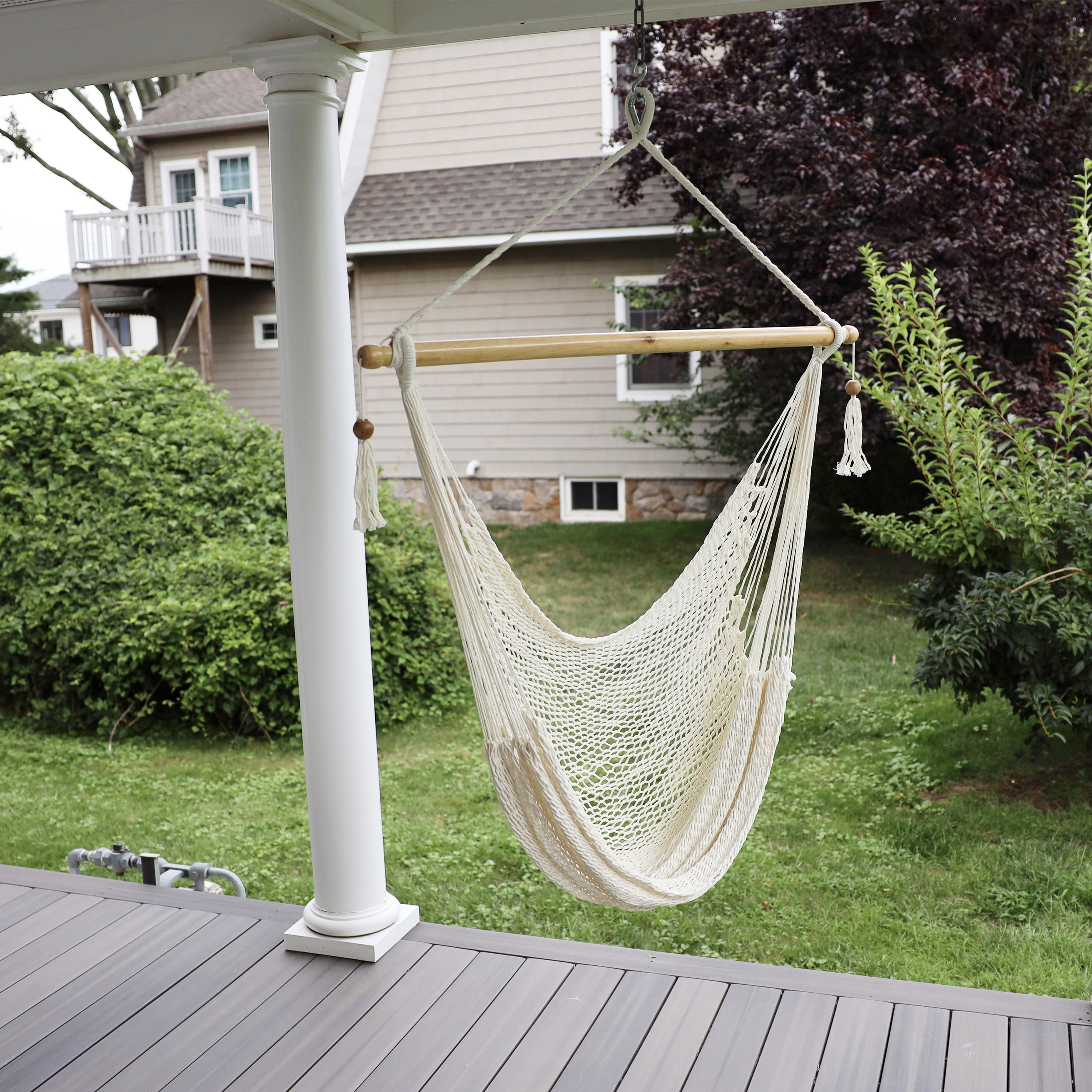 Bliss Hammocks Island Rope Hammock Chair w/ Spreader Bar - Natural, 60" L x 40" W