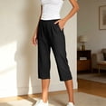 thumbnail image 2 of Capri Jeans for Stretch Casual Elastic Waist Wide Straight Leg Plus Size Pull On Denim Capris Loose Summer Pants Workout Pants with Pockets for Women, 2 of 5