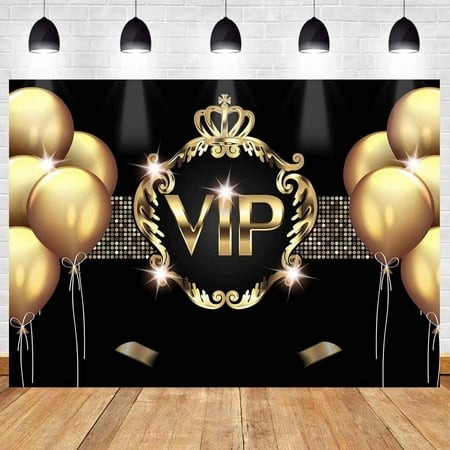 VIP Birthday Party Backdrop for Photography Golden Balloon Black Gold Theme Background  Birthday Party Decorations | Walmart Canada