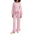 thumbnail image 1 of Gupgi Women Plaid Pajama Sets 2 Piece Lounge Set Long Sleeve Button Down Shirt Ruffle Pants, 1 of 9