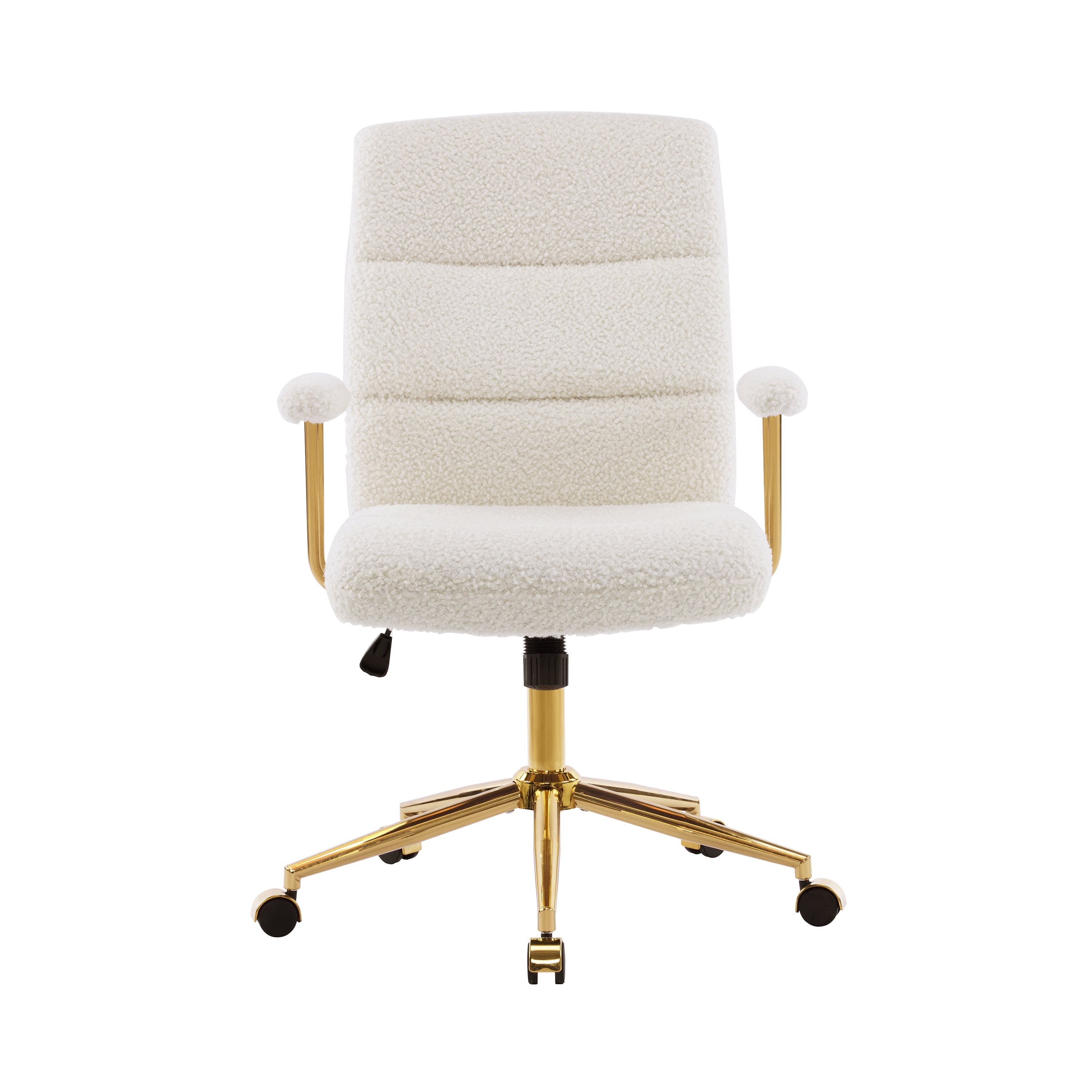 Techni Mobili Elegant Textured Boucle White and Gold Office Chair, RTA-3270C-WHT