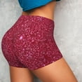 thumbnail image 3 of Picia Red Glitter Printed Workout Shorts for Women Seamless Scrunch Butt Lifting High Waisted Yoga Gym Booty Running Moisture-wicking Short Pants-Medium, 3 of 9
