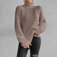thumbnail image 5 of Long Sleeve Turtleneck Sweater Women Winter Pullover Polyester Knit Top Loose Fit Cable Weaving Comfortable Winterwear, 5 of 9