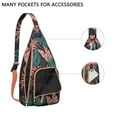 thumbnail image 2 of Boho Tropical Sling Backpack – Botanical Jungle Leaves & Monstera Print, Fashionable Multi-Functional Daypack, 2 of 4