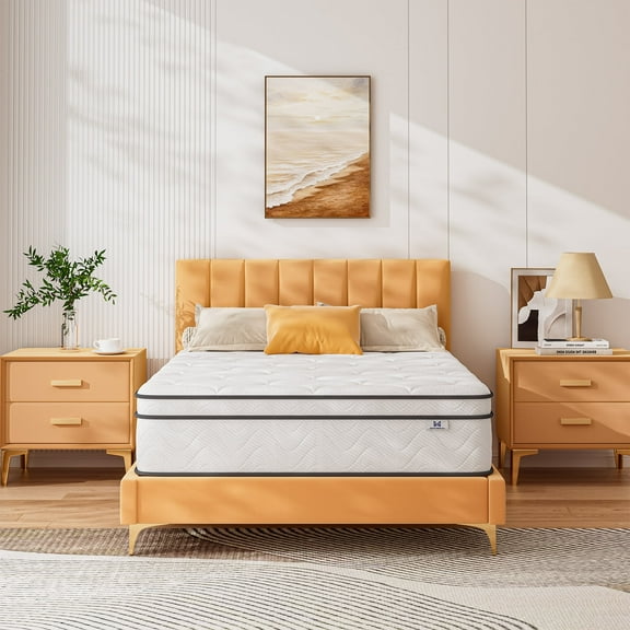 Mubulily Queen Mattress, 12 inch Hybrid Gel Memory Foam Mattress in a Box, Medium, Individually Wrapped Coils, Edge Support, Adult
