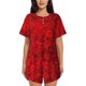 thumbnail image 1 of Fotbe Red Rose Conjunto de Pijama Estampado para Mujer, 2 Piezas, Ropa de Dormir con Camiseta de Manga Corta y Shorts Suaves-Large, 1 of 6