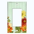 thumbnail image 5 of Metal Light Switch Plate Outlet Cover Colorful Daisies Teal Striped Damask FLW073, 5 of 13