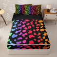 thumbnail image 2 of Manfei Ink Rainbow Zipper Twin Comforter Sets with Fitted Sheet and 2 Pillowcases, Neon Leopard Print Zipper Bedding Set, Black Pink Orange, Black Reversible, 4 Pieces, 2 of 7