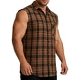 Bosfbaoi Men's Plaid Sleeveless Flannel Shirt, Cotton Regular Fit ...