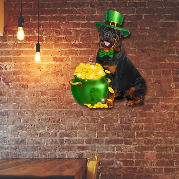 Rottweiler Hanging Metal Sign,  Irish Happy Saint Patrick’s Day QNN620MSv1 - 22" x 22"
