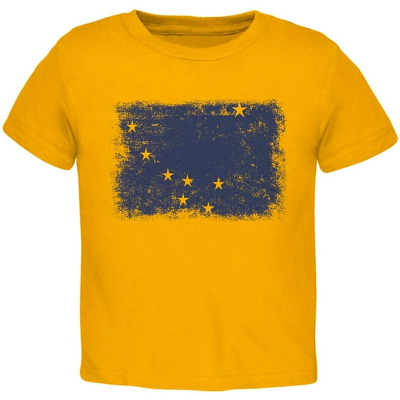 Born and Raised Alaska State Flag Toddler T Shirt Gold 4T
