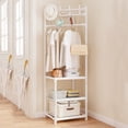 thumbnail image 3 of Freestanding Corner Coat Rack with 2 Shelves - Multi-Functional Hall Tree for Entryway, Bedroom (170cm Height, Steel/Plastic), 3 of 7