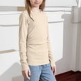 thumbnail image 5 of Twczz Girls Ribbed Shirts- Casual Crewneck Soft Long Sleeve Kids Undershirt Base Layering Tops Beige Size 5, 5 of 8