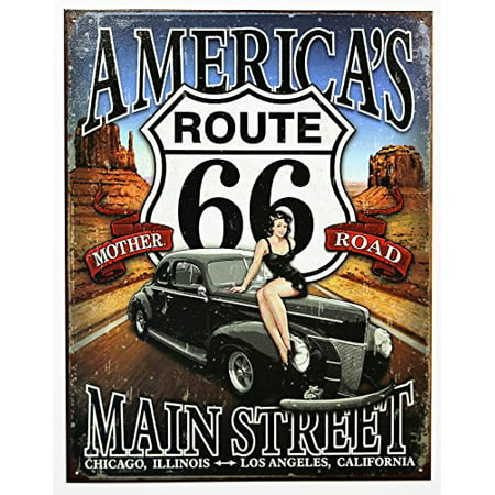 America's Main Street Route 66 Tin Sign (Best Places To Eat On Route 66)