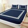 thumbnail image 4 of Homewish Modern Abstract Line Twin Sheet Set, Navy White Square Buffalo Bedding, 3pcs, 4 of 8
