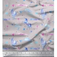 thumbnail image 1 of Soimoi Gray Heavy Satin Fabric Cloud & Unicorn Animal Print Fabric by the Yard 54 Inch Wide, 1 of 3