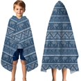 thumbnail image 3 of Blue Geometric Pattern with Elephants Hooded Bath Towel，50"x30" for Ages 3 To 12 Kids, Quick Dry Lightweight Soft Microfiber Hood Beach Towel Cover Up for Kids, 3 of 7