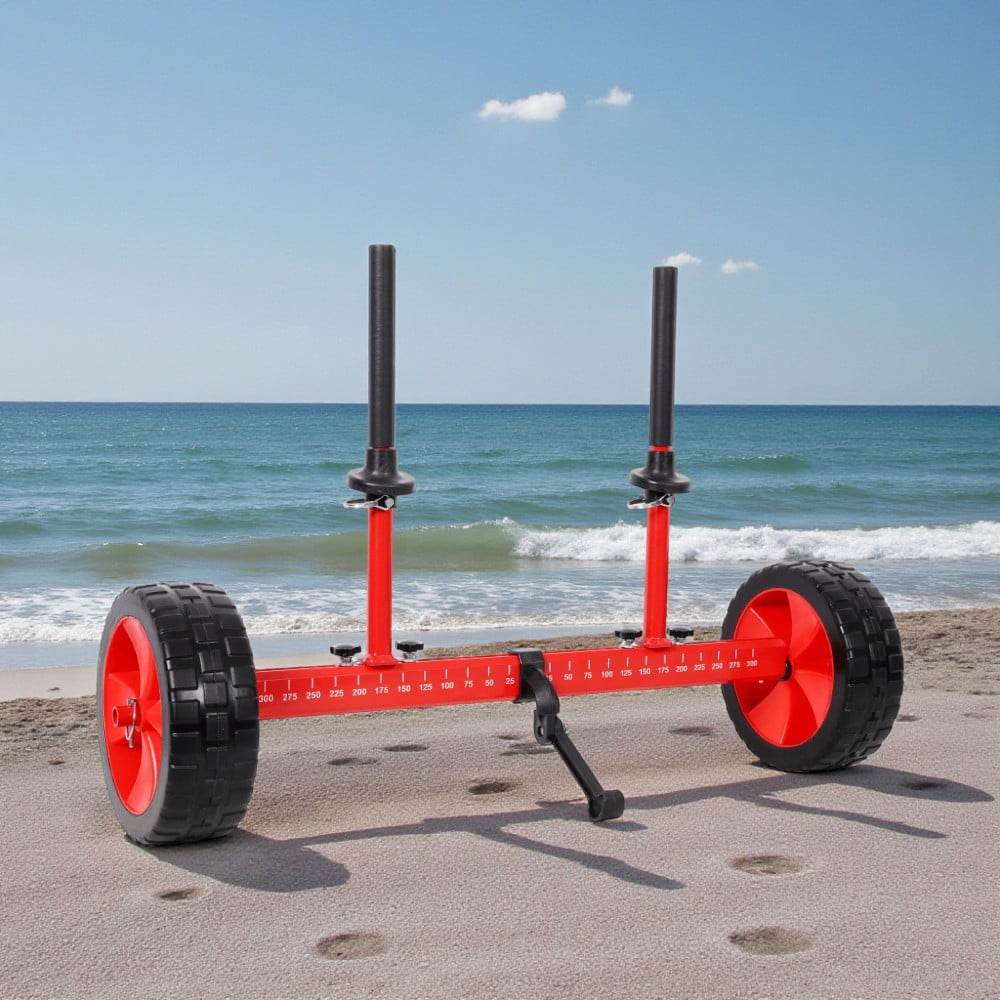 Tcbosik Sit On Top Kayak Cart with 10 Inch Airless Wheels, Heavy-Duty Plug-in Kayak Cart Dolly, Adjustable Width, Red