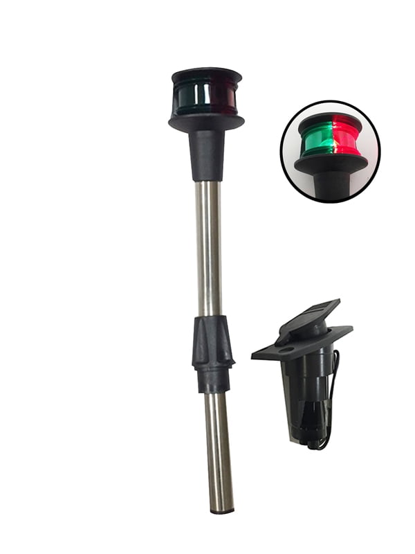 Pactrade Marine Navigation Red Green Angled Pole Bow Light and 2-Prong Pole Base