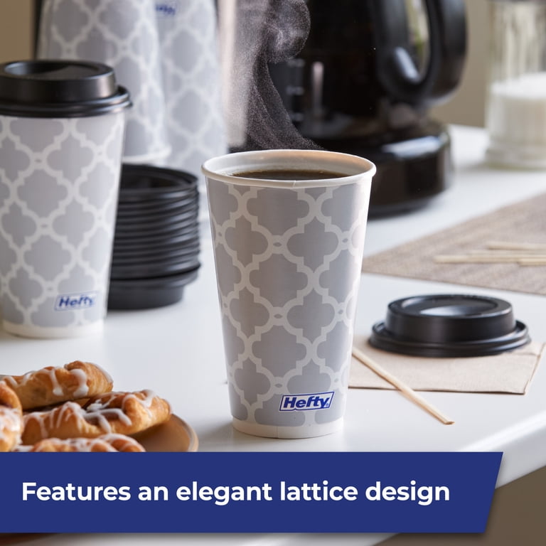 Hefty Disposable Coffee Cups with Lids, 16 ounce, 20 Count