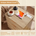 thumbnail image 3 of 23" Wide Nightstand Set of 2 with Charging Station, Modern Night Stand with 3 Fluted Dresser & Handle Storage Farmhouse Bed Side Table for Bedroom, Natural Oak, 3 of 9
