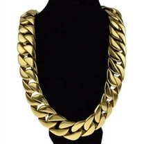 Mens Huge Chain 316L Stainless Steel 30 MM Wide Chunky Cuban Link Gold Finish 28" inch x 30MM Big Hip Hop Necklace