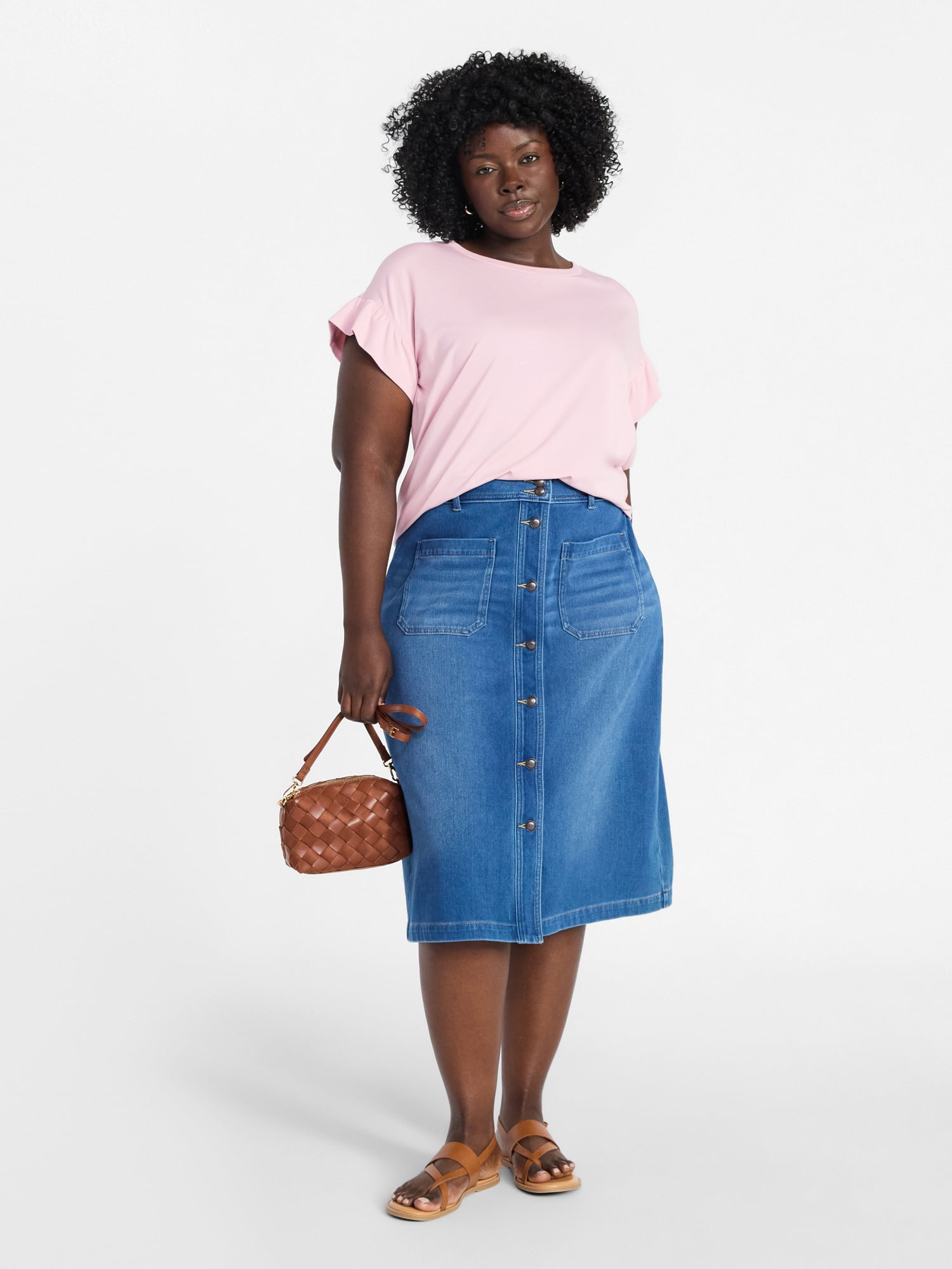 Terra & Sky Women's Plus Ruffle Short Sleeve Tee, Sizes 0X-5X