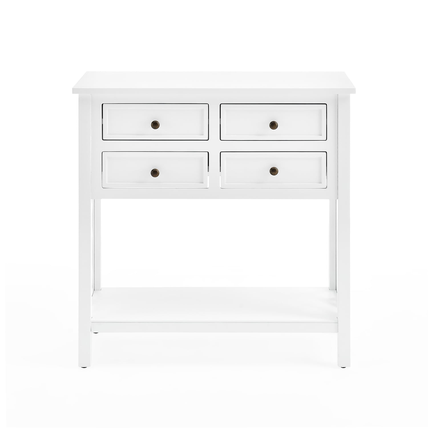 Alaterre Furniture Coventry 32 in. Wood Entryway or Console Table with Drawers and Shelf, Modern Open-Side Design, Versatile for Living Room, Entryway and Kitchen, White