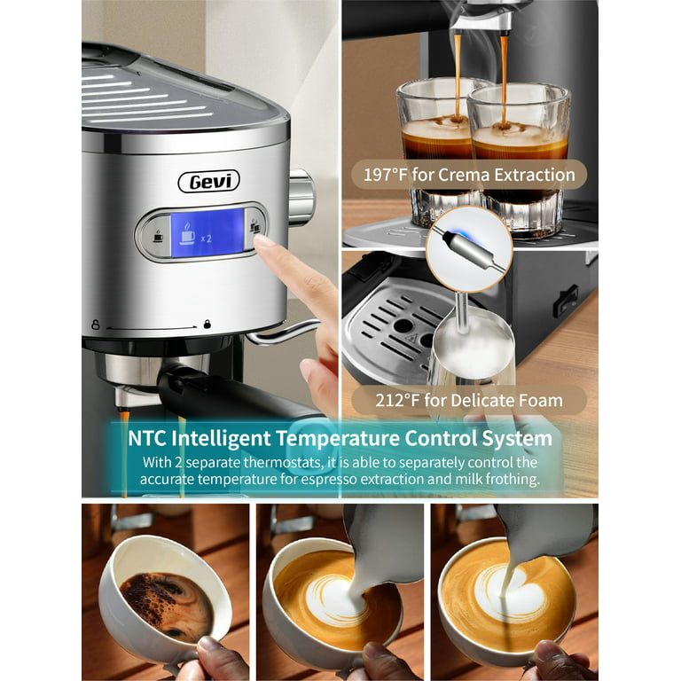 Gevi Espresso Machines 20 Bar Fast Heating Automatic Coffee Machine with Milk Frother Steam Wand