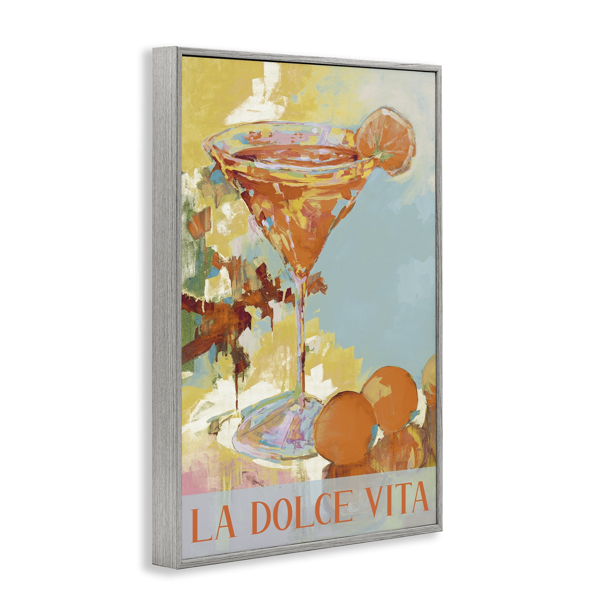 Stupell Industries La Dolce Vita Citrus Cocktail Gray Framed Giclee Art, design by Jane Slivka