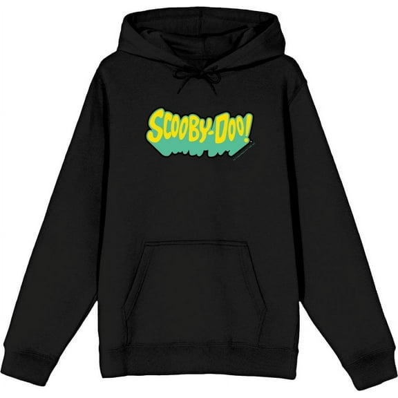 Scooby-Doo Logo Title Adult Black Long Sleeve Hoodie-3XL